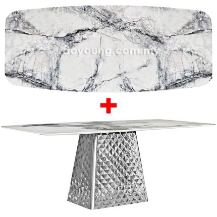 OLUCE ♦ (210x110cm Lasered Natural Stone - White) Dining Table