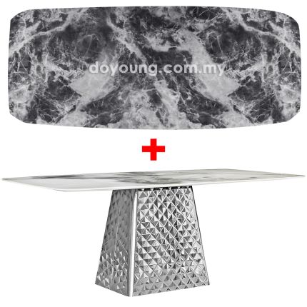 OLUCE ♦ (180x100cm Lasered Natural Stone - Dark Grey) Dining Table