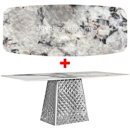 OLUCE ♦ (210x110cm Lasered Natural Stone - Grey) Dining Table