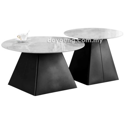 OLUCE (Ø80,60cm Set-of-2 Ceramic) Coffee Tables (EXPIRING)