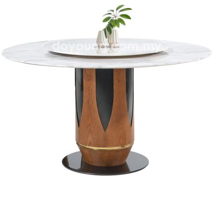 OMEGA III (Ø135cm Natural Lasered Stone) Dining Table with Lazy Susan