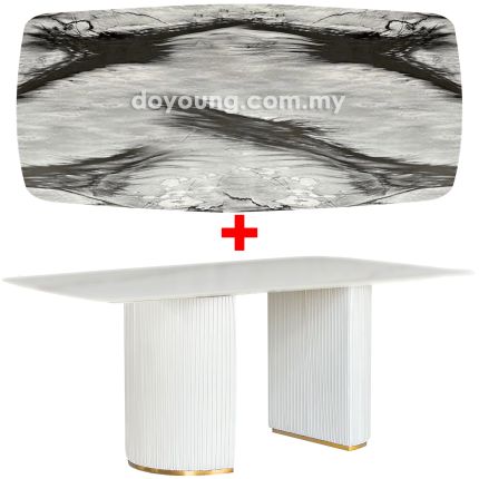 HASKA IV (210x110cm Faux Marble - Dark Grey) Dining Table (Top Thickness: 50mm)