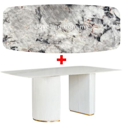 HASKA IV (210x110cm Lasered Natural Stone - Grey) Dining Table (Top Thickness: 50mm)