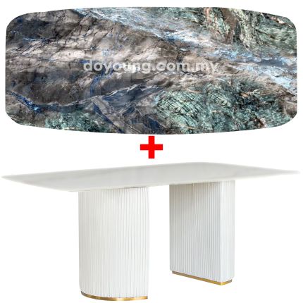 HASKA IV (210x110cm Lasered Natural Stone - Green) Dining Table (Top Thickness: 50mm)