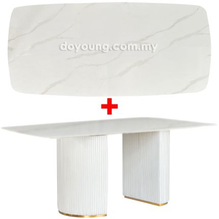 HASKA IV (210x110cm Faux Marble - White) Dining Table (Top Thickness: 50mm)