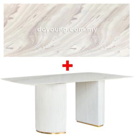 HASKA IV (180x100cm Faux Marble - Light Grey) Dining Table (Top Thickness: 50mm)
