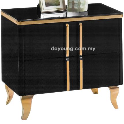 PARKER (61H58cm Glass Top - Rose Gold) Nightstand