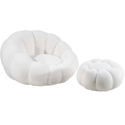 PAVILA III (100H57cm White) Easy Chair with Pouf