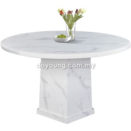 IFORA (Ø120cm Light Grey) Fully Faux Marble Dining Table