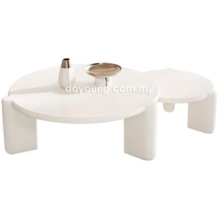 CATRIN III (Ø90,50cm Set-of-2 Solid Wood) Coffee Tables