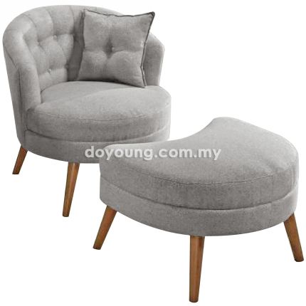 PIRONA (79cm Light Grey) Lounge Chair with Stool