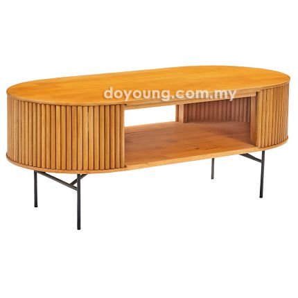 INDIRA+ (Oval120x60cm Rubberwood + Semangkok) Coffee Table with Open Storage (CUSTOM)