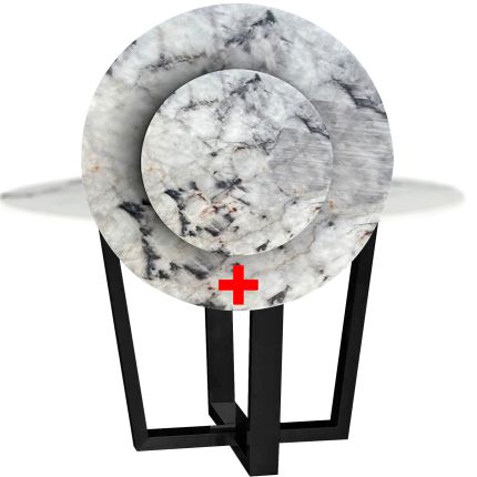 SHELTON III (Ø130cm Light Grey) Marble Dining Table with Lazy Susan