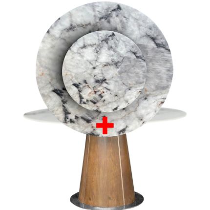 ANDARA II (Ø130cm Light Grey) Marble Dining Table with Lazy Susan