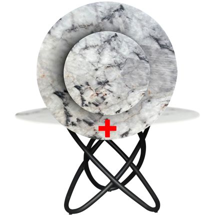 CARIOCA II (Ø130cm Light Grey) Marble Dining Table with Lazy Susan