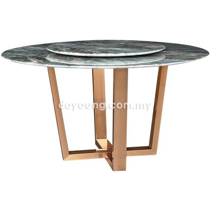 SHELTON V (Ø130cm Green-Rose Gold) Marble Dining Table with Lazy Susan