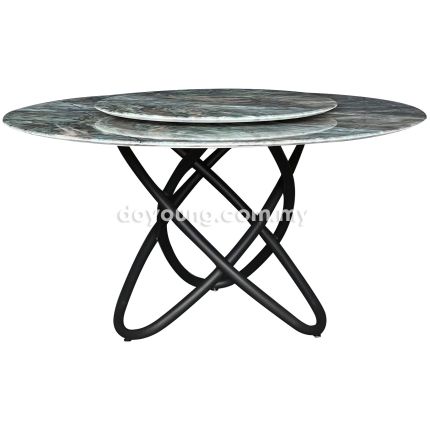 CARIOCA II (Ø130cm Green) Marble Dining Table with Lazy Susan