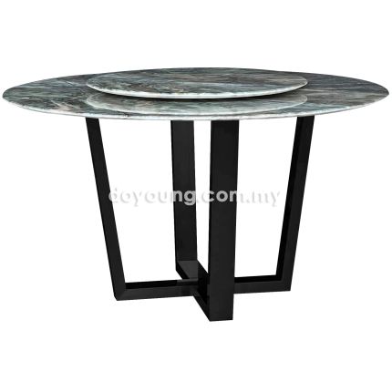 SHELTON III (Ø130cm Green) Marble Dining Table with Lazy Susan
