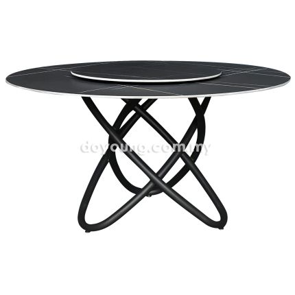 CARIOCA II (Ø135cm Black) Sintered Stone Dining Table with Lazy Susan 