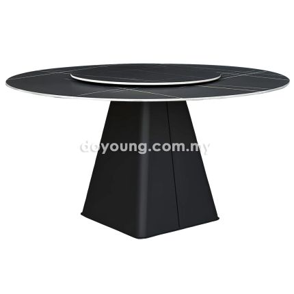 OLUCE (Ø135cm Black) Sintered Stone Dining Table With Lazy Susan