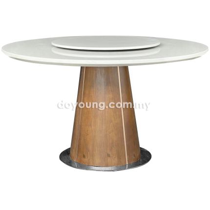 ANDARA II (Ø130cm White) Faux Marble Dining Table with Lazy Susan