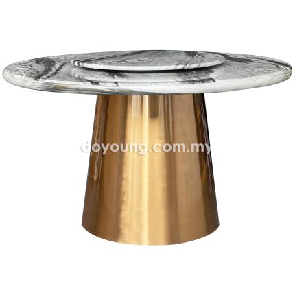 MITONI II (Ø130cm Grey) Faux Marble Dining Table with Lazy Susan