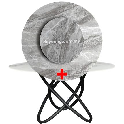 CARIOCA II (Ø135cm Grey) Ceramic Dining Table with Lazy Susan 