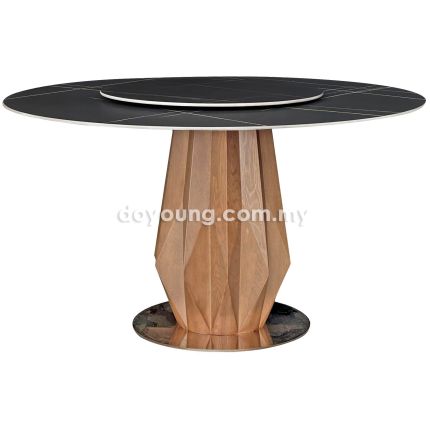OMEGA (Ø135cm - Black) Sintered Stone Dining Table with Lazy Susan