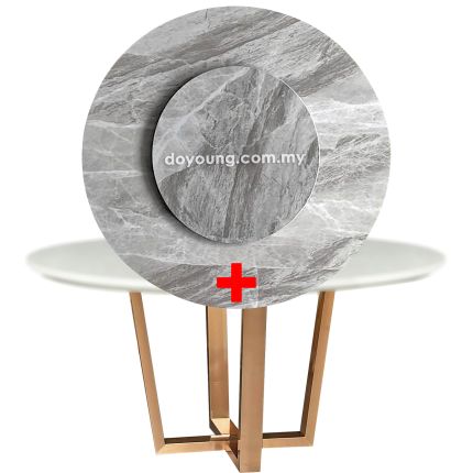 SHELTON V (Ø135cm Grey) Ceramic Dining Table with Lazy Susan