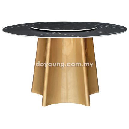 STARLING (Ø135cm Black) Sintered Stone Dining Table with Lazy Susan