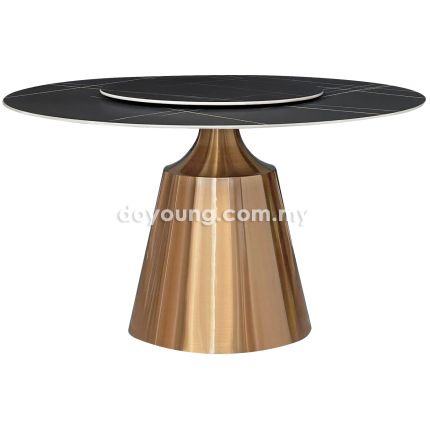 LINUX (Ø135cm Black)  Sintered Stone Dining Table with Lazy Susan 