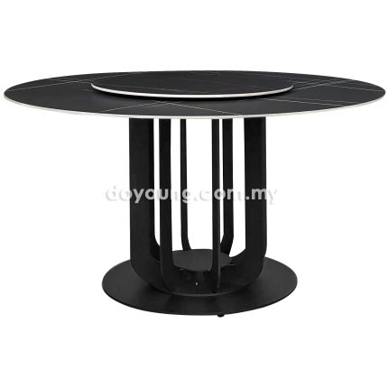 TISSAIA II (Ø135cm Black) Sintered Stone Dining Table with Lazy Susan 