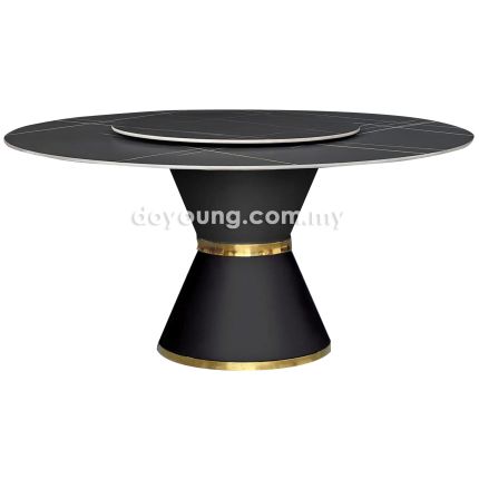 WAVINO (Ø135cm Black) Sintered Stone Dining Table with Lazy Susan