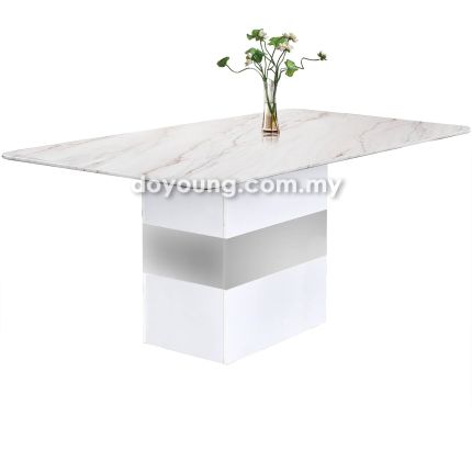 IFORA II (140x80cm White) Faux Marble Dining Table