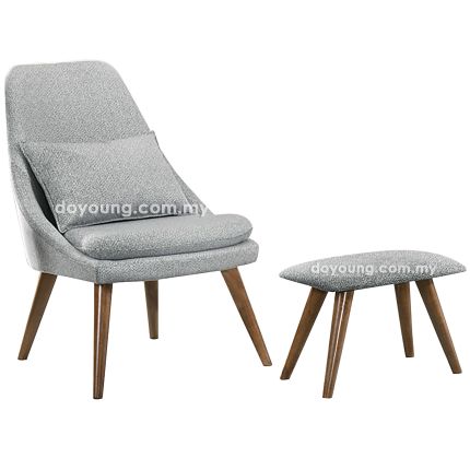 RAINA  (60cm Light Grey) Lounge Chair with Stool