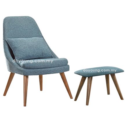 RAINA  (60cm Blue) Lounge Chair with Stool