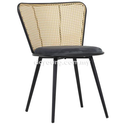 RAISSA (PP Rattan, Velvet - Dark Grey) Side Chair