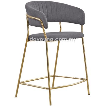 RAULA IV (SH58cm Gold, Microfibre - Dark Grey) Counter Chair