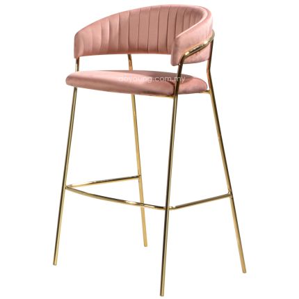 RAULA (SH76cm Velvet - Gold) Bar Chair