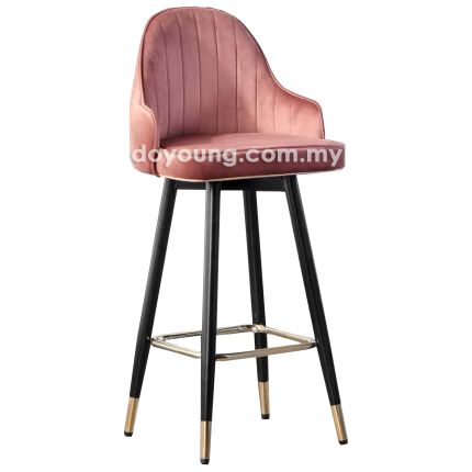 RAYNA III (SH76cm Velvet - Pink) 360° Swivel Bar Chair 
