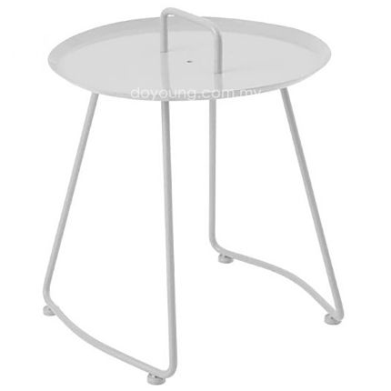 ON-THE-MOVE (Ø49H49cm White) Side Table (Metal Top replica)
