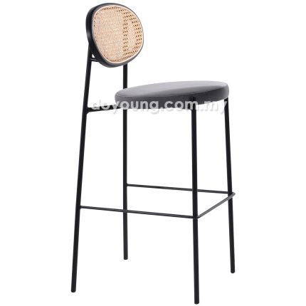 RISKA II (SH75cm Rattan, Velvet) Bar Chair