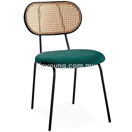 RISKA III (PP Rattan, Velvet - Green) Side Chair