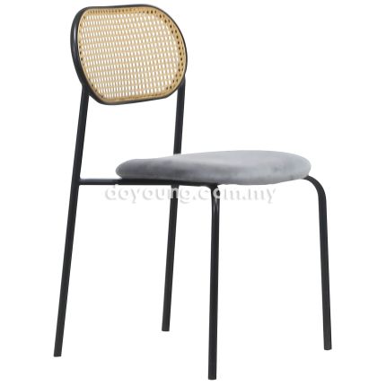 RISKA V (PP Rattan, Velvet - Light Grey) Side Chair