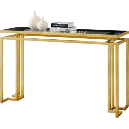 LYRA (140cm Gold) Console Table with Tempered Glass Top