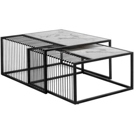 GRILL II (▢70,▢80cm) Set-of-2 Coffee Tables with Faux Marble Top (replica)