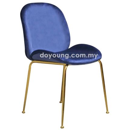 BEETLE V (Velvet - Blue) Gold Leg Side Chair 