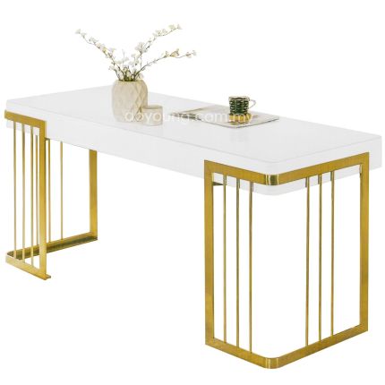 EVORA (160x60cm Gold) Working Desk with Glass Top