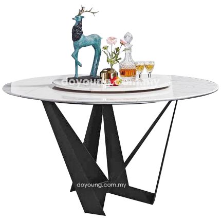 SKORPIO (Ø135cm Faux Marble - White) Dining Table with Lazy Susan (replica)
