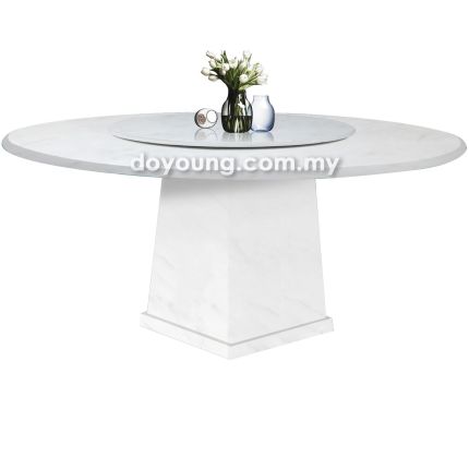 IFORA (Ø150cm White) Fully Faux Marble Dining Table with Lazy Susan